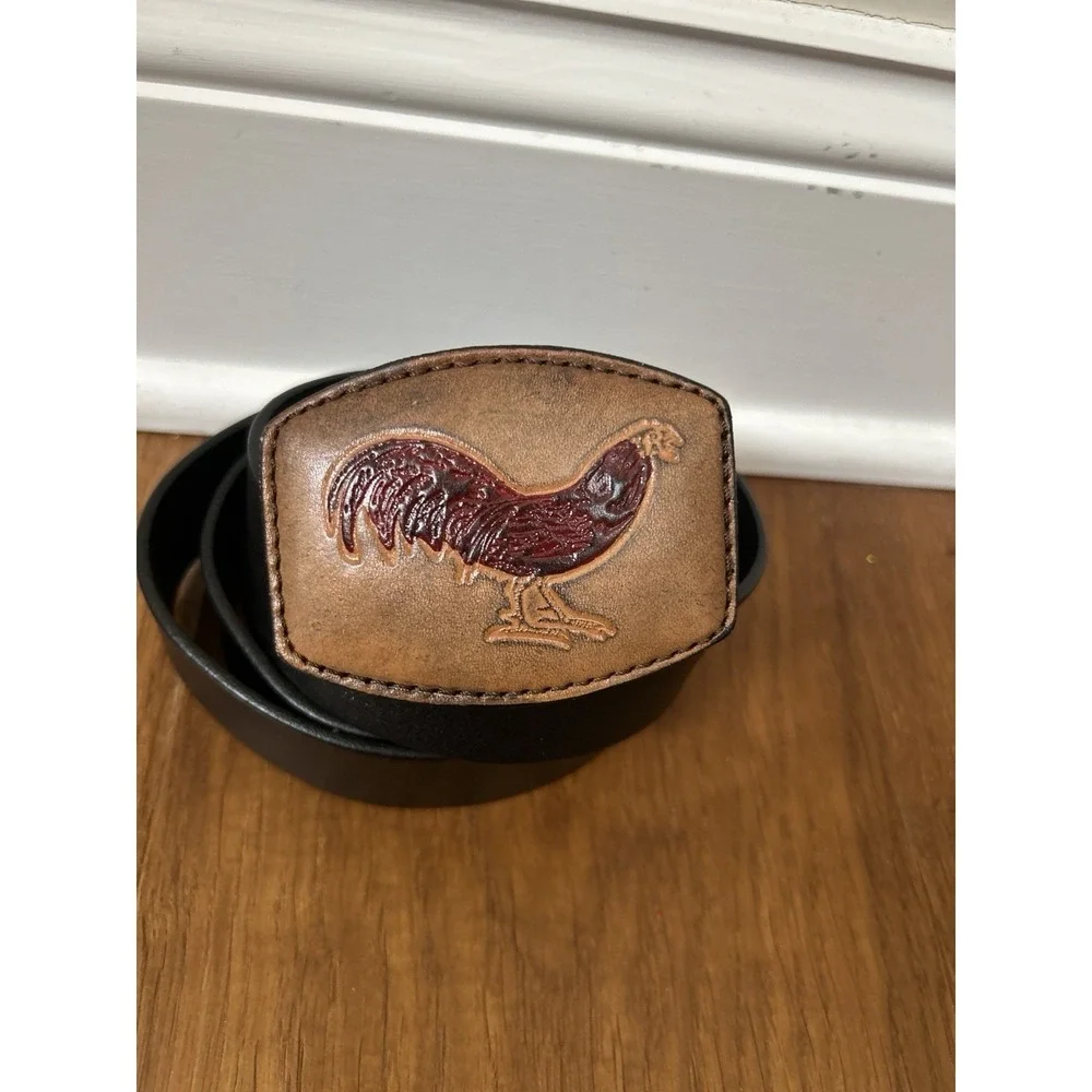 Express Italian Leather Belt ROOSTER Buckle 36